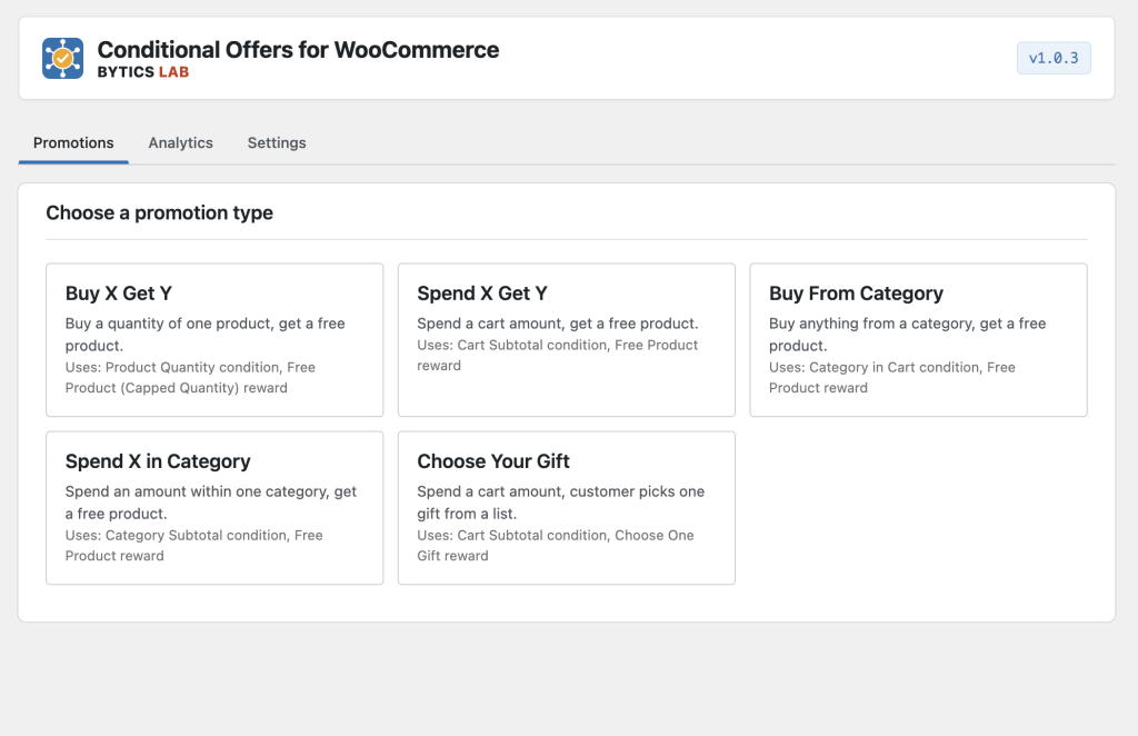 Choosing a promotion type