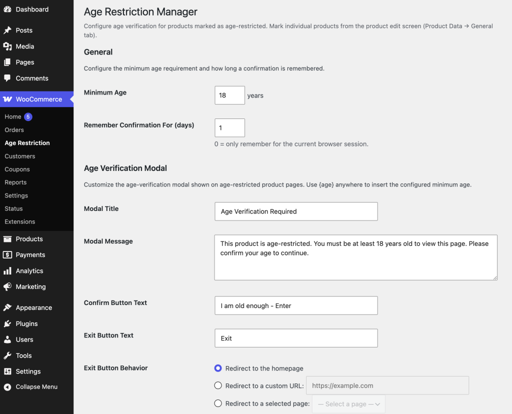 Settings Page