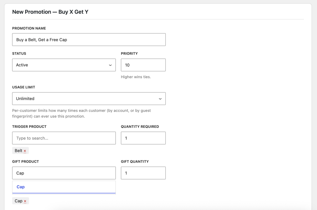"Buy X Get Y" promotion